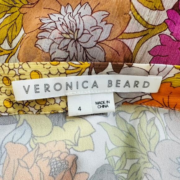 Veronica Beard Eleonora Skirt Size 4 Silk Kailani Garden Orange Floral Georgette - Picture 9 of 11